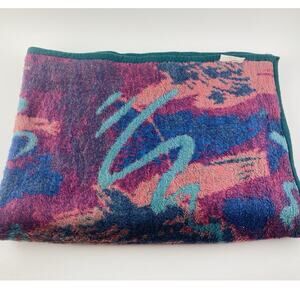 Biederlack Retro 90s Design Reversible Blanket Geometric Purple Teal Jazz Swirl